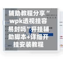 辅助教程分享“wpk透视挂容易封吗”开挂辅助脚本+详细开挂安装教程-第2张图片