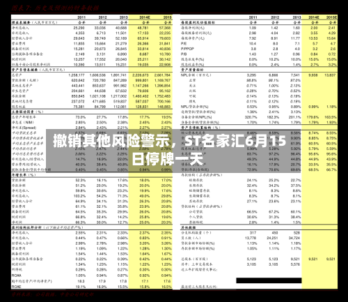 撤销其他风险警示	，ST名家汇6月15日停牌一天-第2张图片