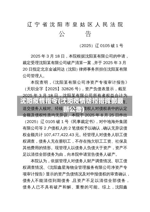 沈阳疫情指令(沈阳疫情防控指挥部最新公告)