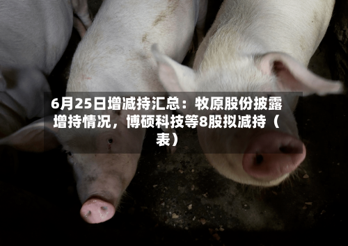 6月25日增减持汇总：牧原股份披露增持情况，博硕科技等8股拟减持（表）